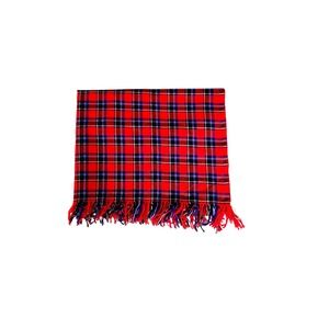 Red Plaid Fringe Scarf Wrap Shawl Blanket Cape Unisex Warm Cozy